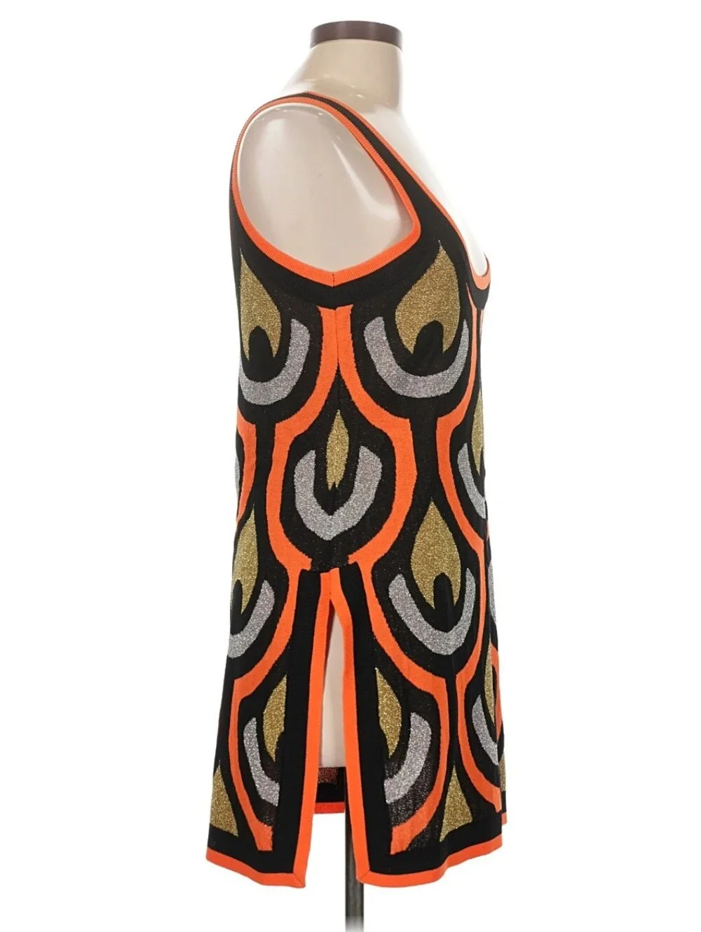 Rabanne X H&M Orange, Black, Gold and Silver Sleeveless Tunic Large - Picture 7 of 9